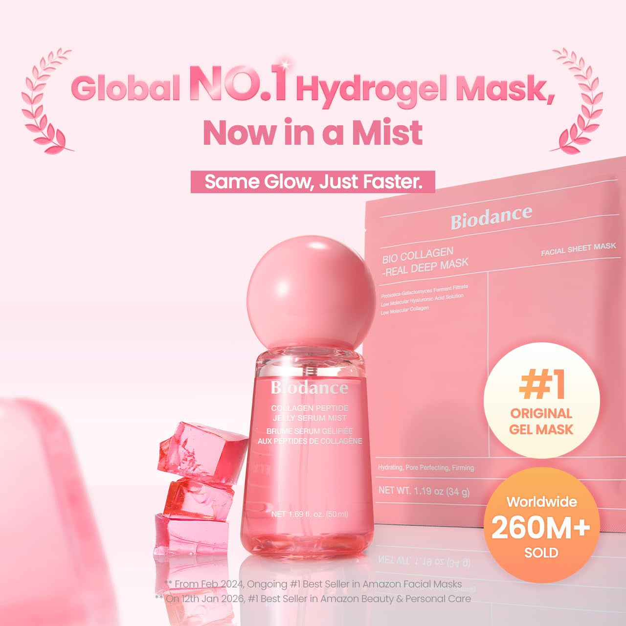 Collagen Peptides Jelly Serum Mist, Hydrating Face Mist, Plumping, Anti-Aging Face Spray, Sprayable Hydrogel, Travel Essentials & Self Care Gifts for Women, Korean Skin Care | 1.69 Fl.Oz
