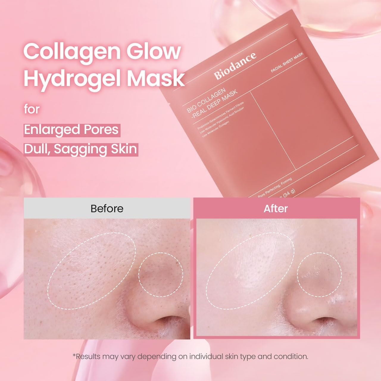 Collagen Pink Glow Trio: Collagen Real Deep Mask & Toner Pads & Peptide Serum for Plumping Hydration, Firming, Korean Skin Care, Skin Care Set