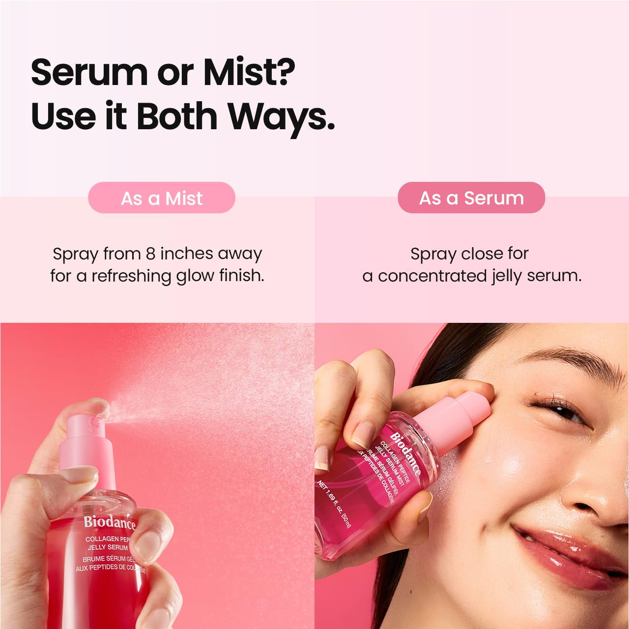 Collagen Peptides Jelly Serum Mist, Hydrating Face Mist, Plumping, Anti-Aging Face Spray, Sprayable Hydrogel, Travel Essentials & Self Care Gifts for Women, Korean Skin Care | 1.69 Fl.Oz