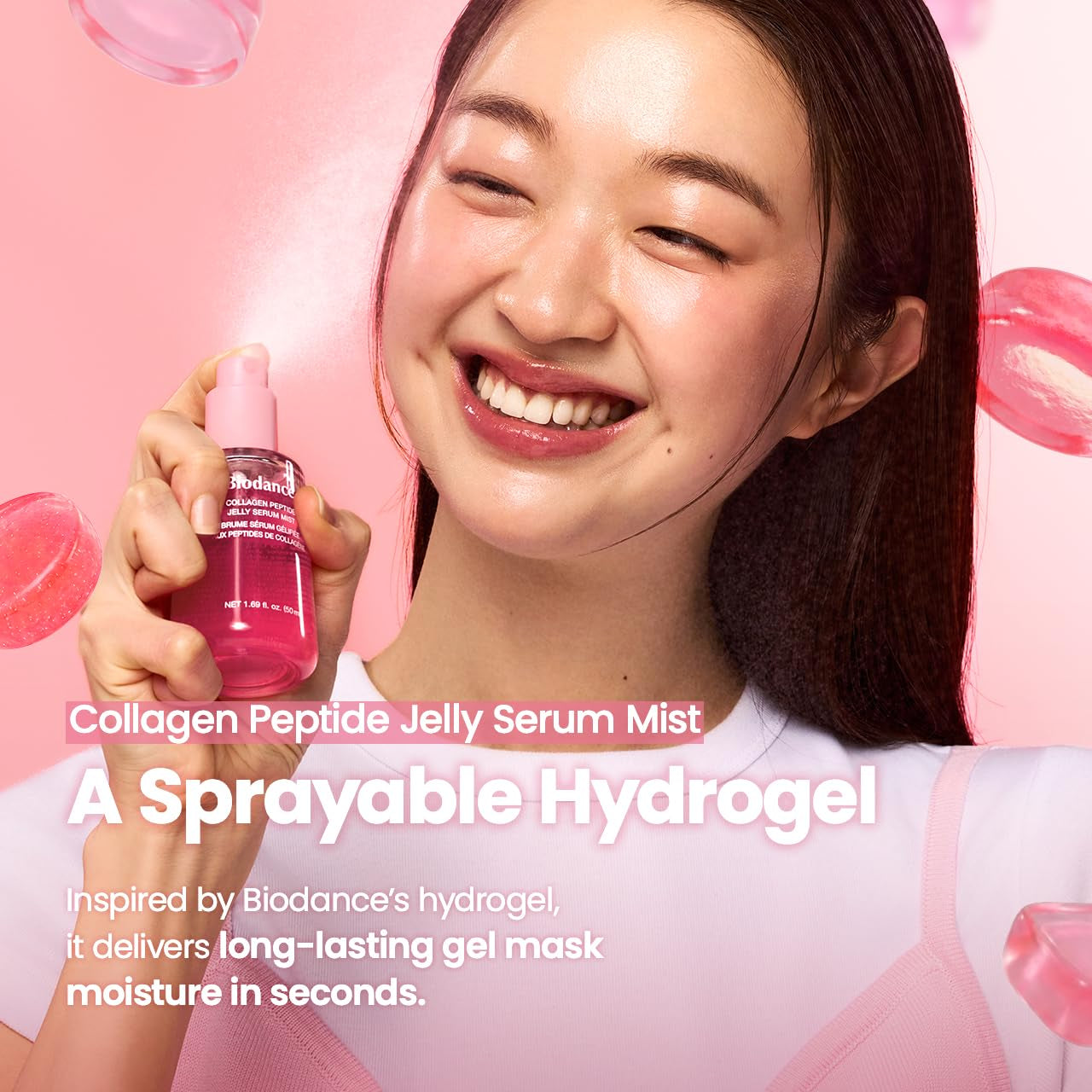 Collagen Peptides Jelly Serum Mist, Hydrating Face Mist, Plumping, Anti-Aging Face Spray, Sprayable Hydrogel, Travel Essentials & Self Care Gifts for Women, Korean Skin Care | 1.69 Fl.Oz
